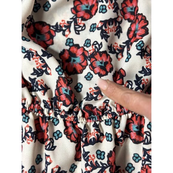 Hint Of Blush Size M Women Maxi Dress Floral Boho With Tie Waist Ruffle Neckline - Picture 10 of 10